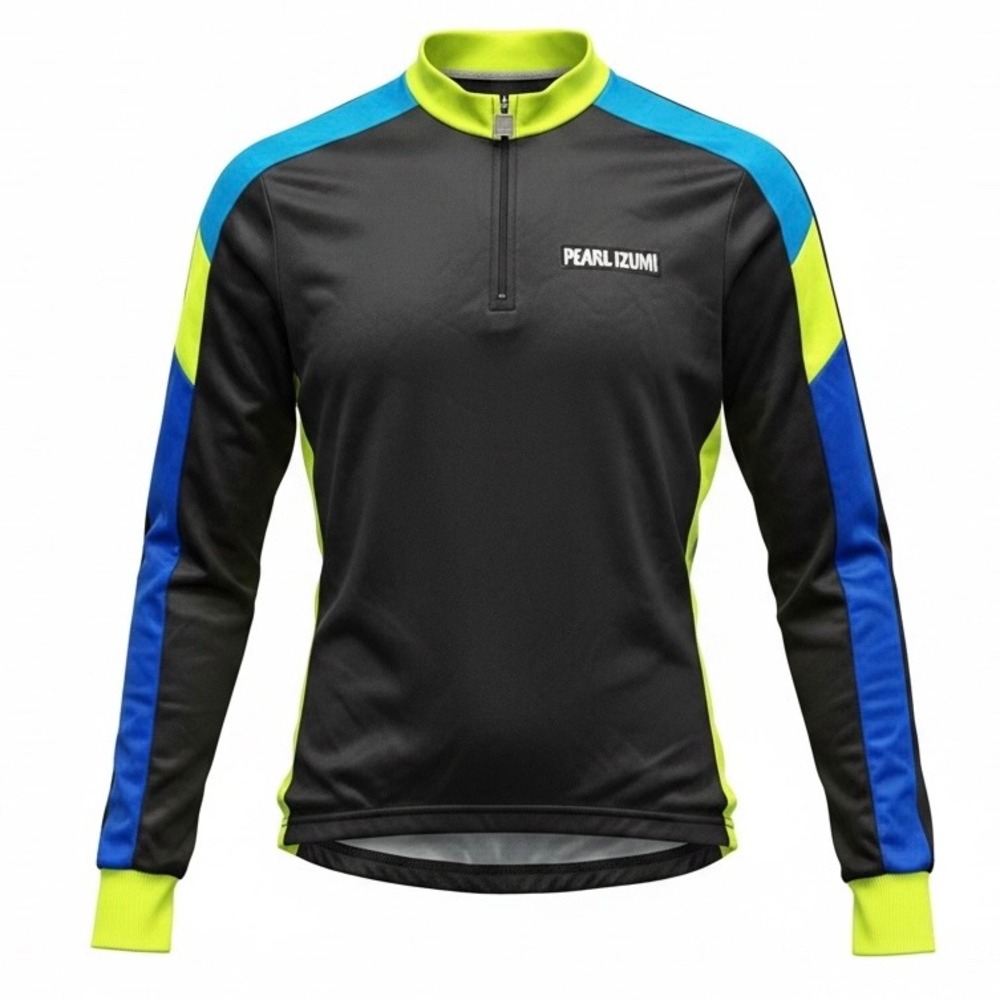 Pearl Izumi Mens Cycling Jersey Long Sleeve Quarter Zip Black Neon Yellow Size L